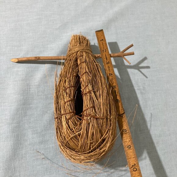 Vintage Handmade Straw Decorative Bird House Natural Rustic Wall Art Set of 2 - Picture 3 of 3